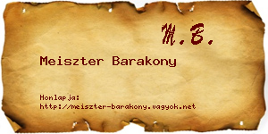 Meiszter Barakony névjegykártya